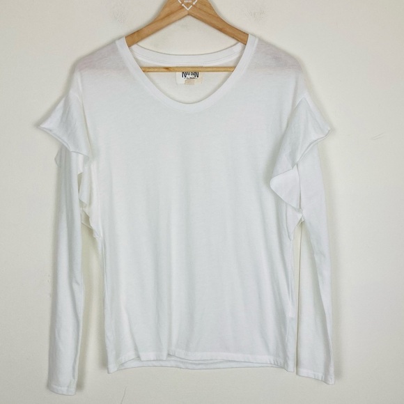 Nation Ltd Tribecca long sleeve slightly sheer ruffle top. Small. - Picture 8 of 8